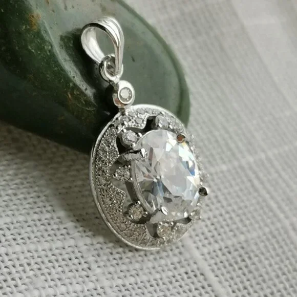 NEW Sterling Silver CZ pendant for necklace - Picture 2 of 4